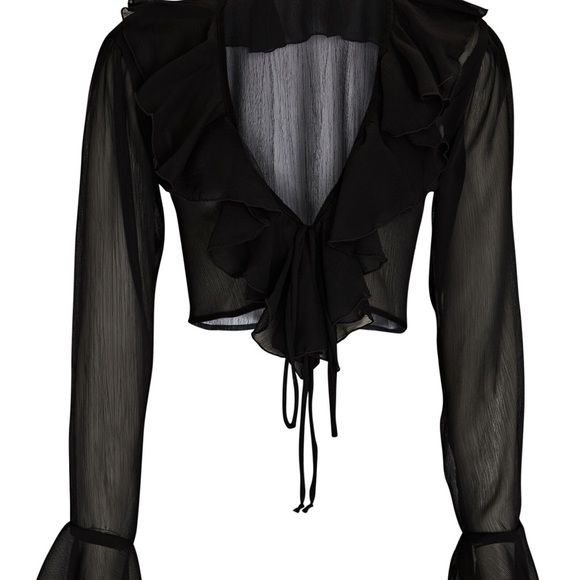 Trois the Label - tie front top (the Rosie top Black) size small - Picture 4 of 4